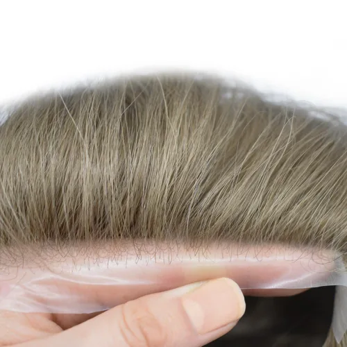 Vista 3 de Toupee - Sistemas de cabello humano para hombre, 0.002 in, piel ultrafina para hombre, tupé en V, polivinílico de poliuretano natural, piezas