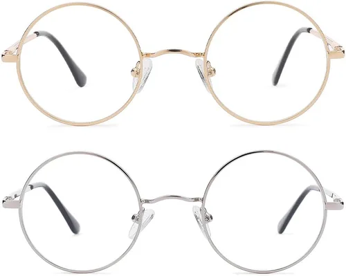Vista 12 de Pro Acme Lentes transparentes sin receta con marco metálico redondo pequeño retro