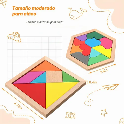 Vista 3 de Jerify - Juego de 8 rompecabezas de madera para niños, rompecabezas