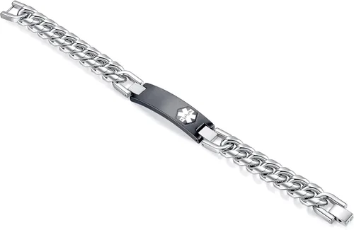 Vista 137 de Pulseras de identificación de alerta médica de 6.5 "-8.5" para mujeres, pulseras de emergencia médica de acero inoxidable, grabado gratuito