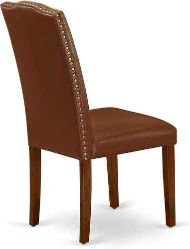 Vista 8 de East West Furniture DUEN5-MAH-66 - Juego de mesa de comedor de 5 piezas para 4 personas, incluye una mesa de cocina rectangular y 4 sillas