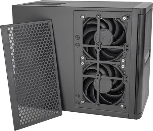 Vista 10 de SilverStone Technology CS240 Chasis NAS Mini-ITX de 4 bahías U.2 Tri-Mode Hot-Swap de alto rendimiento, SST-CS240B