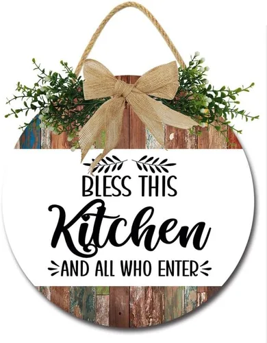 Vista 12 de Bless This Kitchen Signs for Farmhouse Home Rustic Hanging Wood Kitchen Wall Decor For Dining Room Pantry D4