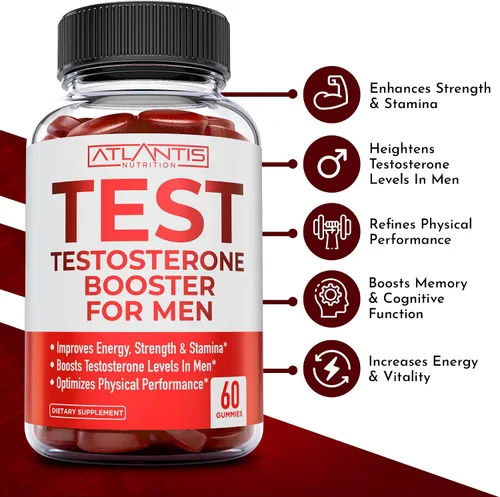 Vista 3 de Atlantis Nutrition 60 gomitas de refuerzo de testosterona + 60 gomitas de vinagre de sidra de manzana Keto