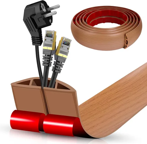 Vista 43 de Cubierta autoadhesiva para cables de suelo, gestión de cables de 3.3 pies, protector de tira de extensión para cables, evita tropiezos de cables