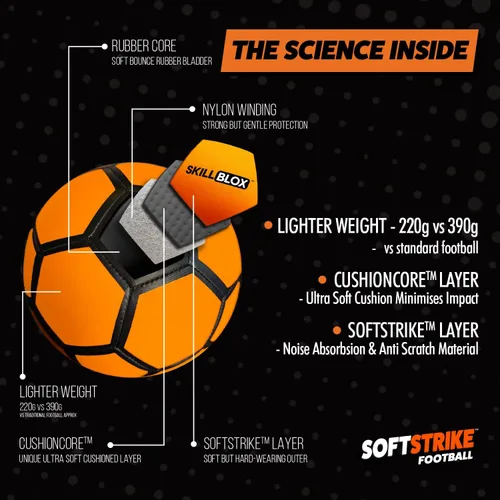 Vista 4 de Skill BLOX SoftStrike Home - Balón de fútbol para entrenamiento de habilidades en interiores, regalos de fútbol para niños, pelota de habilidades
