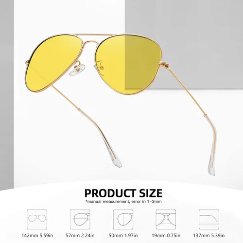 Vista 4 de MEETSUN Aviator Night Vision Driving Glasses Anti Glare Polarized Nighttime Glasses HD Yellow Lens