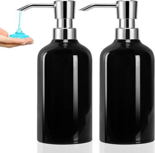 Vista 11 de Baño negro de cerámica del dispensador del jabón, dispensador del jabón de la mano 16.9oz para la cocina, hotel