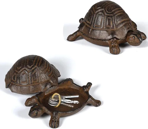 Vista 8 de Ocultador de llave de tortuga de hierro fundido de 9 pulgadas, soporte oculto para llaves para exteriores, soporte oculto para llaves al aire libre