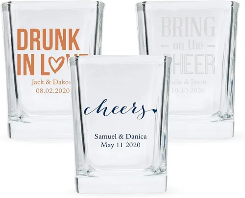 Vista 8 de WEDDINGSTAR Vaso de chupito personalizado de 2.5 oz de alto, impresión personalizable a todo color, 1 paquete (muestra)
