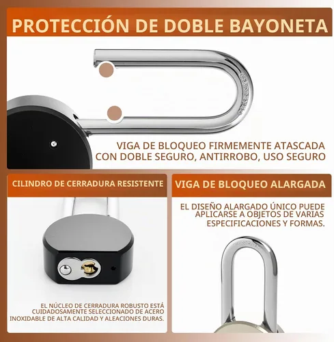 Vista 3 de Candado de grillete largo resistente, cerradura de acero impermeable con 3 llaves 2.1in Vertical Clearance Disc Cylinder Resists Picking And
