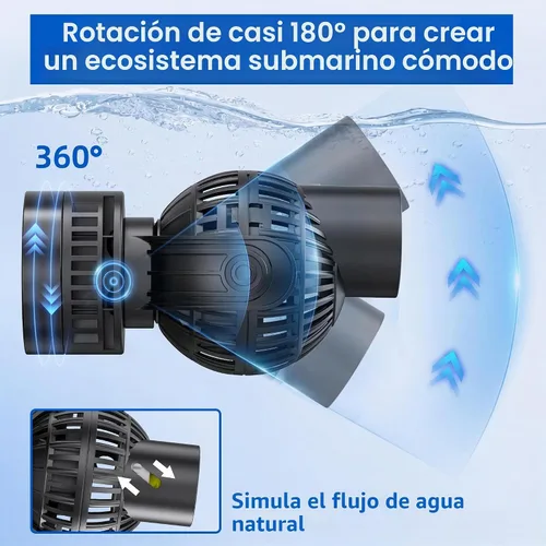 Vista 5 de Bomba de Circulación de Acuario de 1050 GPH Generador de Olas Cabezal de Potencia con Montaje Magnético Succión Azul