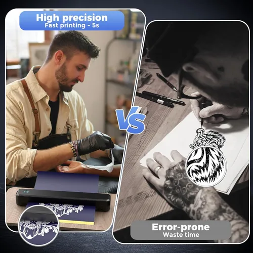 Vista 3 de Impresora térmica portátil 2 en 1, impresora de la plantilla del tatuaje