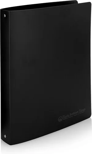 Vista 2 de Carpeta económica de 3 anillos redondos de 1 pulgada, con capacidad para 175 hojas, flexible, ligera, paquete de 4, apertura lateral, color negro