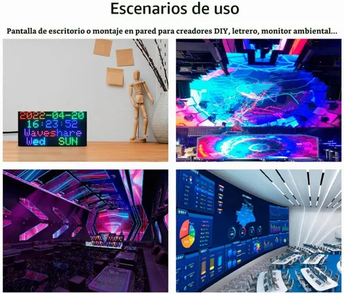 Vista 3 de 64x32 Panel de Matriz LED de Color Completo 2048 RGB de 2.5mm de Paso P2.5, Pantalla de Texto/Imagen Colorida/Animación de Brillo Ajustable Diseño