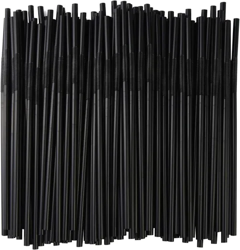Vista 6 de ALINK 500 pajitas negras + 100 pajitas de plástico negro extra largas