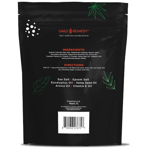 Vista 2 de DAILY REMEDY Remoja corporal con sal de Epsom para alivio muscular, fabricado en Estados Unidos, para dolores corporales profundos, dolor muscular