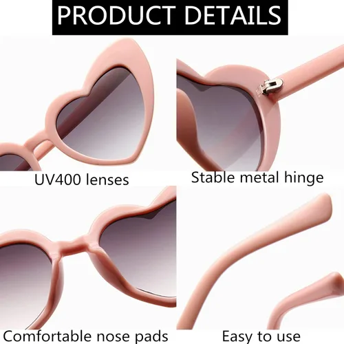 Vista 5 de 7 pares de lentes de sol de despedida de soltera con forma de corazón para mujer, regalos de propuesta de novia