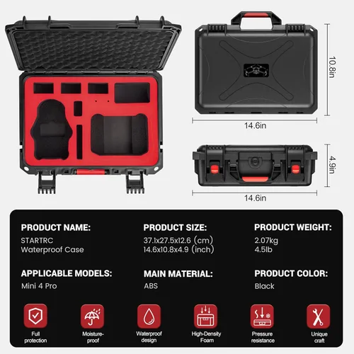 Vista 7 de STARTRC Mini 4 Pro Funda de Transporte Dura Impermeable para DJI Mini 3 Pro/3 Accesorios, Estuche de Viaje para Fly More Combo