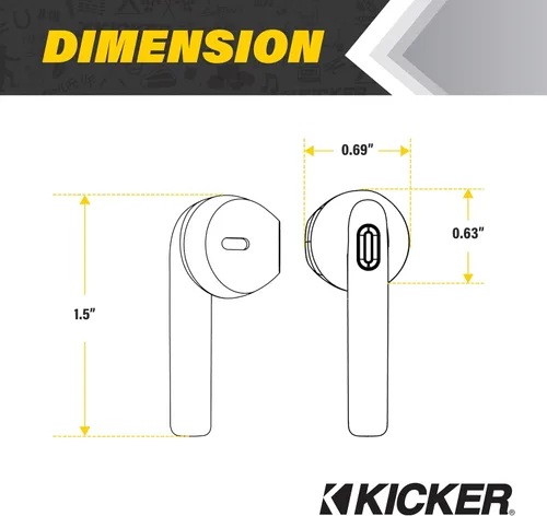 Vista 3 de Auriculares KICKER TWS1 Verdaderos Inalámbricos, Auriculares Bluetooth con Micrófono, Auriculares Inalámbricos para Android y iOS, Estuche de Carga