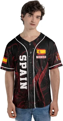 Vista 6 de Podagree - Camiseta de béisbol personalizada de España, bandera española, escudo de armas de España, regalo peruano para hombres y mujeres