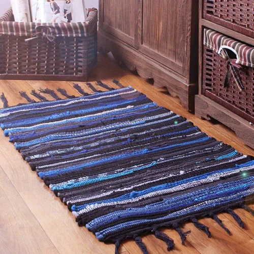 Vista 5 de Chindi - Alfombra de trapo, lavable a máquina, reversible, de algodón, tejida a mano, multicolor, a rayas, para dormitorio, sala de estar, cocina