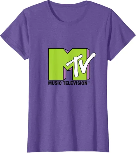 Vista 21 de Camiseta de tratamiento de relleno con logotipo MTV verde lima y morado, Negro, S Azul Marino