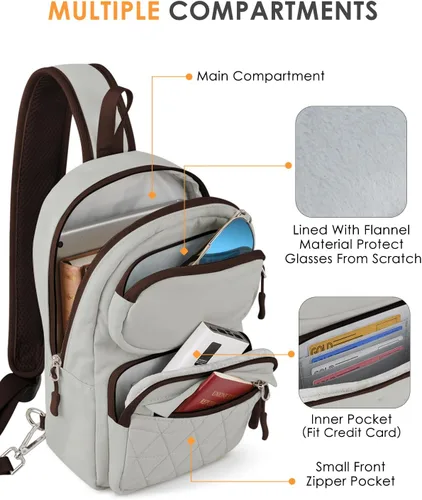 Vista 4 de ETRONIK Bolso bandolera para hombres y mujeres, bolso cruzado antirrobo, mochila de hombro, mochila de pecho para viajes, senderismo