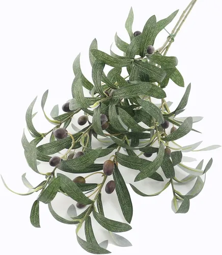 Vista 2 de Ramas de olivo artificiales para jarrones, tallos de relleno falsos, ramita de vegetación de seda para centros de mesa, decoración, 2 piezas de 28