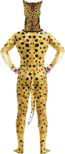 Vista 10 de Disfraz de animal para hombre con estampado de cola grande, overol peludo de elastano para cosplay, fiesta de Halloween