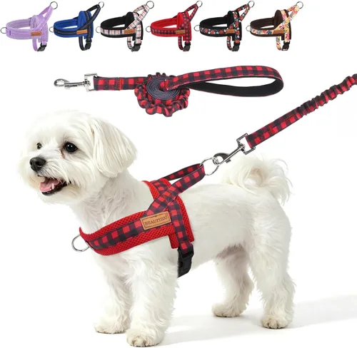 Vista 32 de BEAUTYZOO Arnés para Perros Pequeños, Juego de Arnés y Correa sin Tirones, Arnés de Pecho para Cachorros a Prueba de Escapes con Mango, Arnés Beige