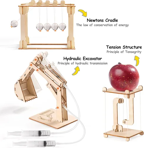 Vista 9 de Kits de construcción STEM 10 en 1 para niños, kit de manualidades de madera para niñas de 8 a 12 años, proyectos de experimentos científicos