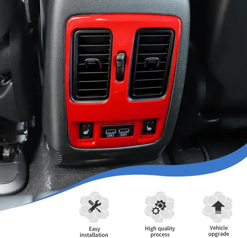 Vista 6 de JeCar Cubierta de ventilación de asiento trasero, accesorios interiores compatibles con Jeep Grand Cherokee WK2 2011-2020, color rojo Rojo A