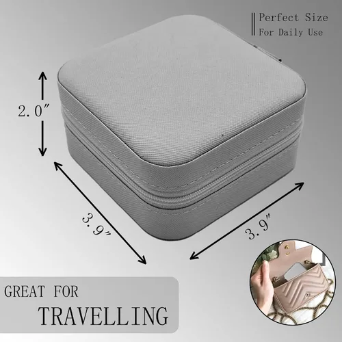 Vista 2 de Mini joyero de viaje, pequeñas cajas organizadoras de joyas, cajas portátiles de almacenamiento de regalos para anillos, colgantes, aretes
