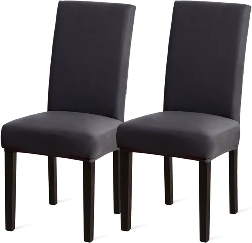 Vista 24 de Sufdari Juego de 2 fundas para sillas de comedor, fundas para sillas de cocina, fundas para sillas Parsons, protectores de sillas de elastano