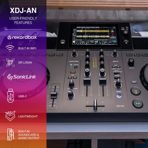 Vista 5 de AlphaTheta XDJ-AN 2-Channel All-in-One DJ System, Touchscreen, Wi-Fi