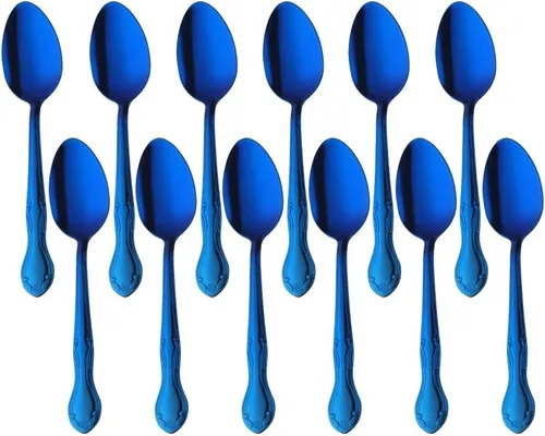 Vista 84 de Cucharas de sopa, cucharas redondas de acero inoxidable para caldo con borde de flor, juego de 12 piezas de acero inoxidable para café, azúcar