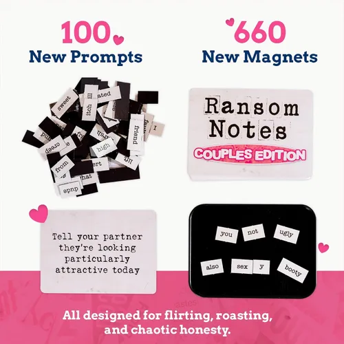 Vista 4 de Ransom Notes Edición para parejas - El ridículo juego de fiesta con imán de palabras, más de 3 jugadores