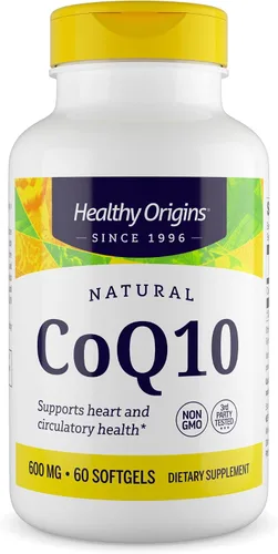 Vista 9 de Healthy Origins® CoQ10 600 mg - Ubiquinona trans-isómera natural - Fermentado con levadura, apoya la salud del corazón y la energía celular - 30