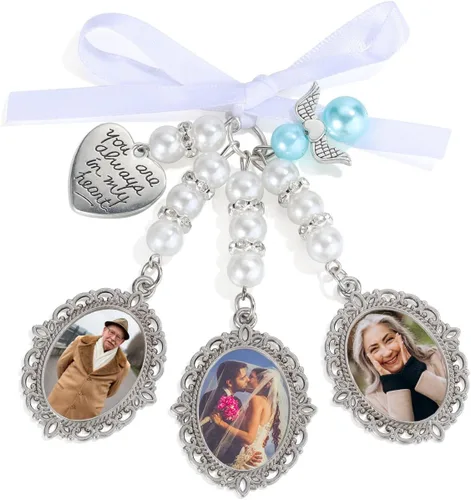 Vista 6 de Personalized Wedding Bouquet Photo Charms Custom Bouquet Charms for Wedding Memory Bridal Lacy Photo Charm You Are Always in My Heart Charm for
