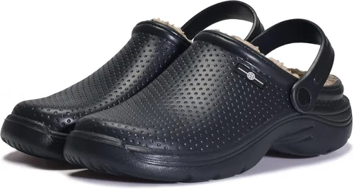 Vista 6 de Zuecos forrados para hombre y mujer pantuflas impermeables de invierno zapatos de jardín antideslizantes para el hogar para interiores y exteriores