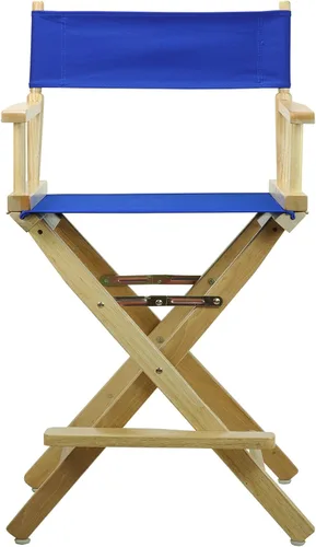 Vista 5 de Casual Home - Silla de director de 24.0 in, marco natural con lienzo azul real, altura de mostrador