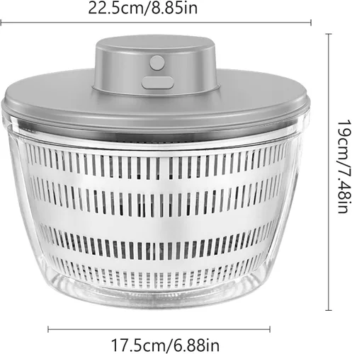 Vista 4 de Molinillo eléctrico para ensaladas, 4 L, gran capacidad, cargable por USB, lavadora y secadora para el hogar y cocina (gris)