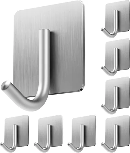 Vista 17 de xdgeLoad Ganchos para toallas de baño, 4 unidades, ganchos de pared resistentes para baños, abrigos, batas, cocina, ganchos autoadhesivos sin Negro