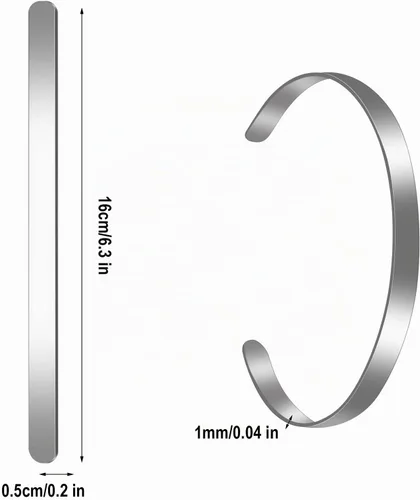 Vista 2 de 18 pulseras en blanco ajustables de acero inoxidable para hacer pulseras de joyería, 1/5 x 6 pulgadas