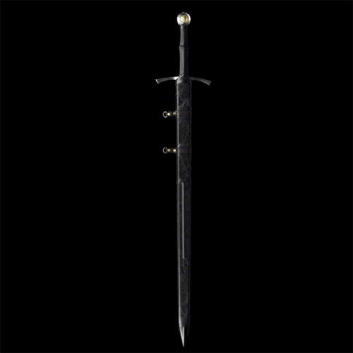 Vista 7 de Espada larga cruzada hecha a mano de 49 pulgadas con doble mano, remache de acero de resorte, hoja completa, espada de estilo medieval real