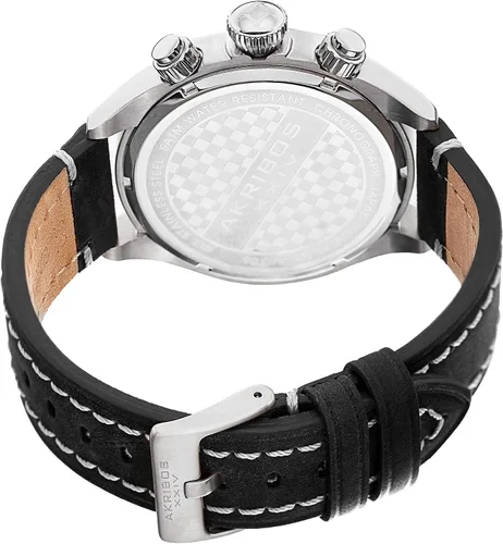 Vista 4 de Akribos XXIV - Reloj de pulsera para hombre, diseño de cronógrafo con números inspirados en la ventana de fecha y la plantilla de piel de becerro