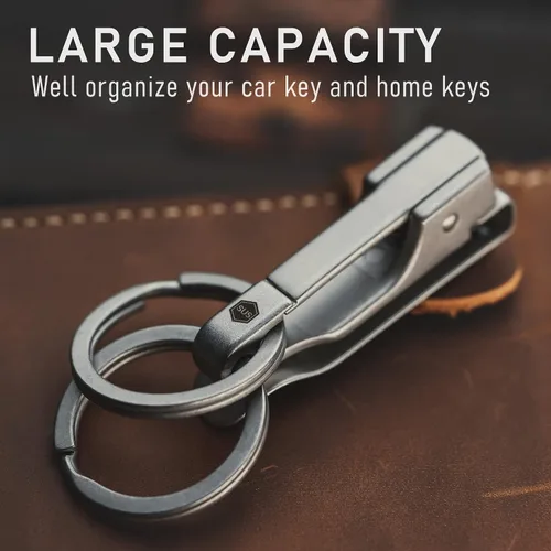 Vista 4 de KeyUnity EDC - Llavero con clip de liberación rápida, cinturón de acero inoxidable para pantalones, jeans, pantalones