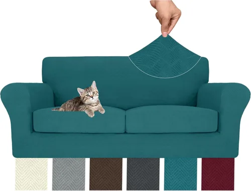 Vista 82 de MAXIJIN 2 piezas de fundas para silla con brazos, funda para silla de sofá para sala de estar, funda elástica para perros para una silla con 1 cojín