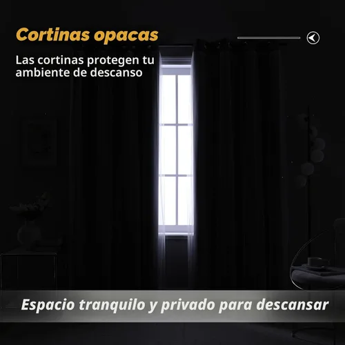 Vista 4 de Anytime Cortinas opacas y transparentes con ojales sólidos en la parte